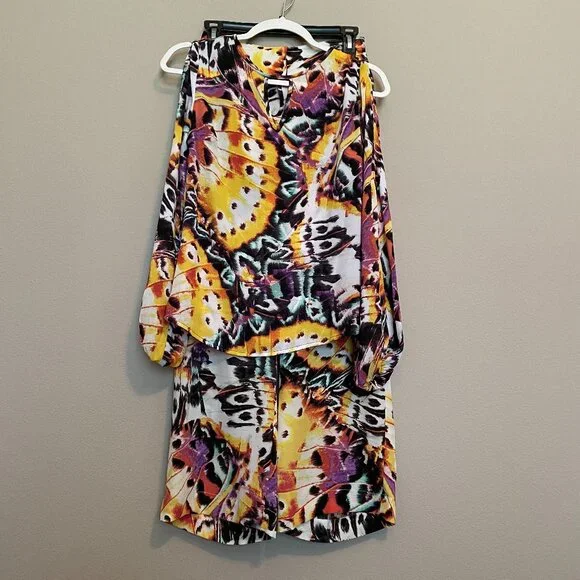 New York & Co, XS, Butterfly Outfit, Cropped Wide leg pants & Cold Shoulder top - Picture 1 of 13